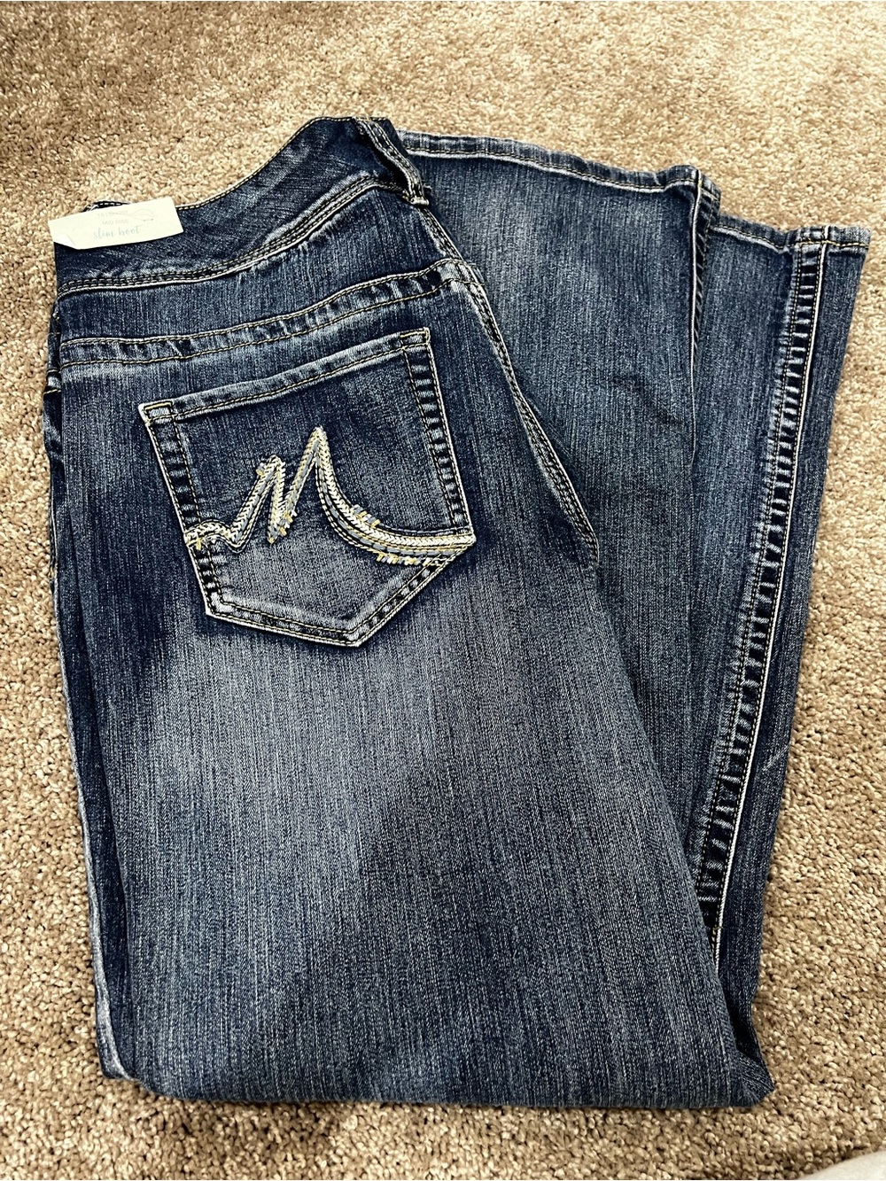 Maurices Women's Dark Blue Jeans with Embroidered Pocket